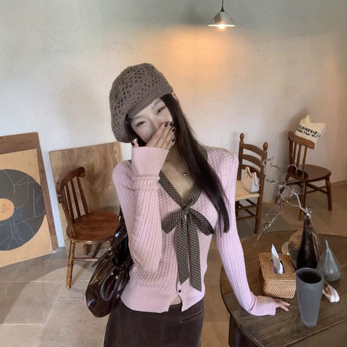 粉色毛衣女秋冬季可外穿