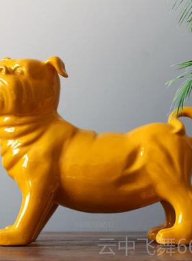 正品陶瓷狗狗三摆件生肖狗招财狗工旺财狗守财狗艺品风水起唐彩狼
