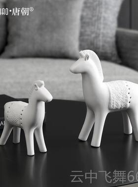 正品新中式马上有钱摆件轻奢档客办礼高公室装饰马摆件厅乔迁开