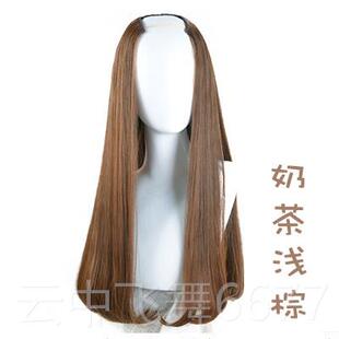 正品假发女长卷发网大i波浪红可爱抖音款u形半头套w无痕一片式g真