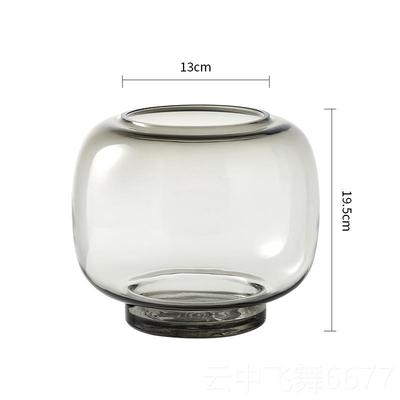 正品奢轻创高级感简约意玻璃花瓶明水透培玫瑰郁金香插花餐桌客厅