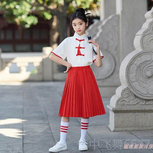 正品儿童合国风中小学运动会班服男女童六一爱国唱表朗演服诵演中