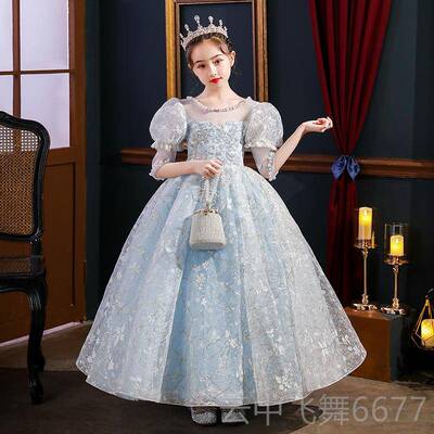 正品大端童大公码高端蓝色钢琴演奏女礼服主持人生日庄大方主裙演