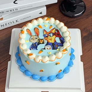 疯狂动物城生日蛋糕狡猾狐狸和兔子警官定制北京天津上海全国配送