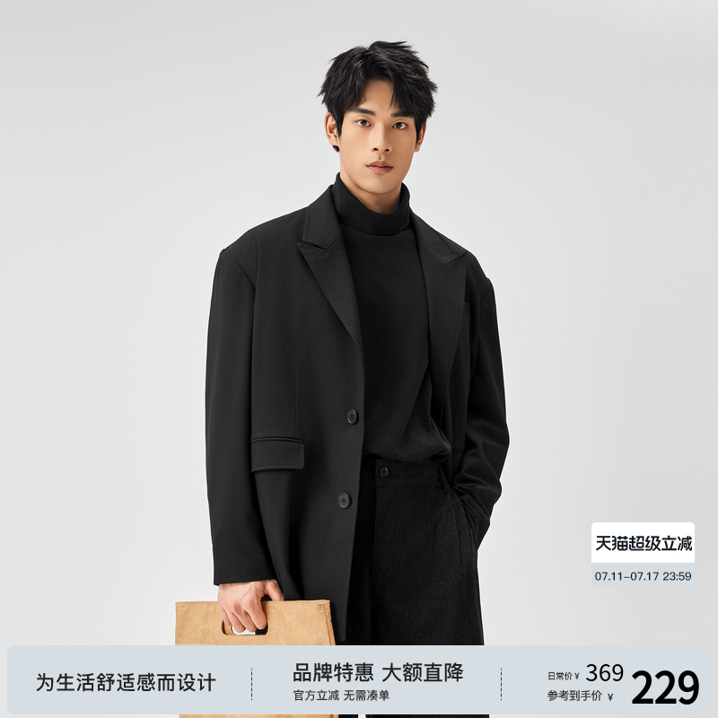 BODYDREAM BM黑色休闲西装男宽松经典复古西服高级感垫肩潮牌外套