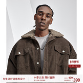 BODYDREAM灯芯绒加厚外套男冬季 保暖宽松休闲仿羊羔绒巴恩风夹克