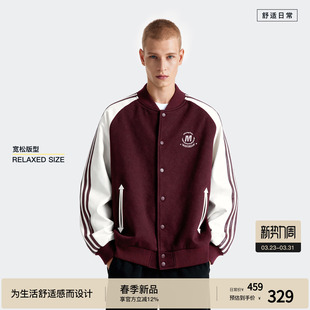 皮革外套撞色拼接夹克 新品 BODYDREAM复古运动棒球服男士 2026春季