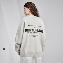 潮 运动休闲宽松落肩印花针织衫 bodydream秋冬新款 圆领毛衣男美式