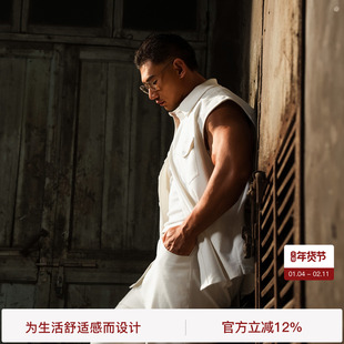 【动静之间】BODYDREAM老钱风马甲男夏宽肩梭织无袖衬衫叠穿坎肩