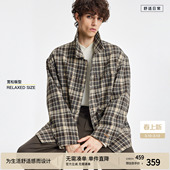 上衣 夹克格纹混纺廓形长袖 毛边工艺 式 BODYDREAM小香风外套男衬衫