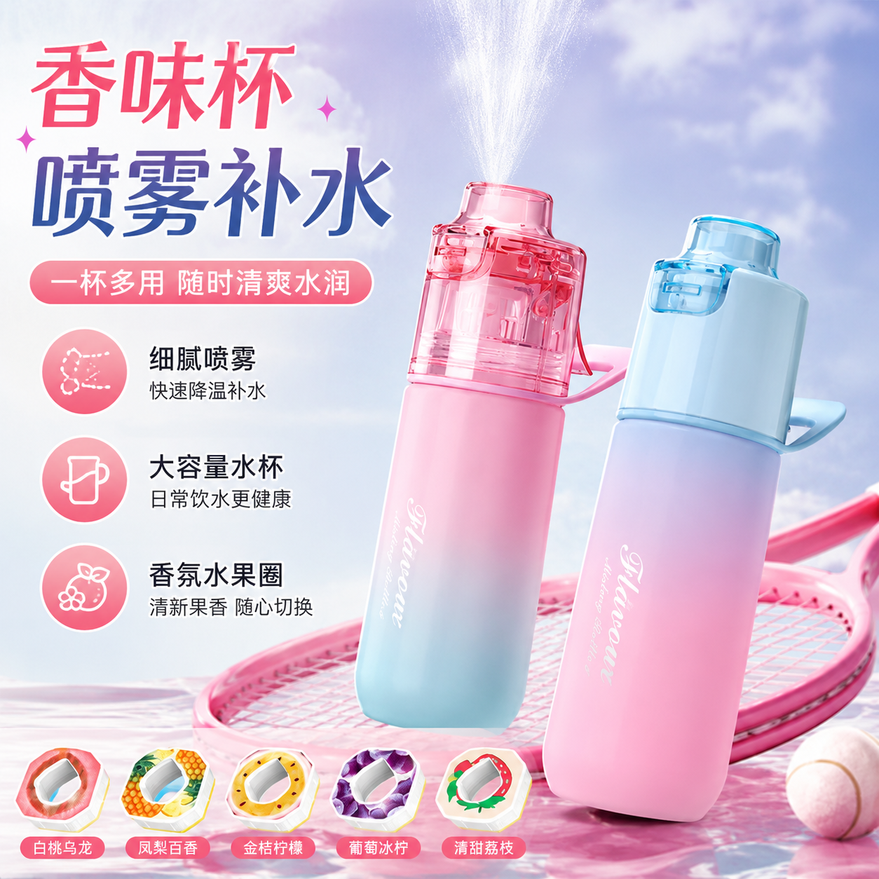 喷雾玩味杯tritan材质补水降温