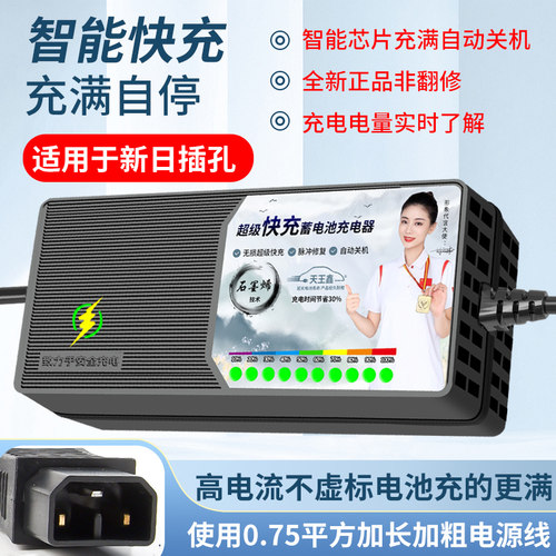 适用新日电动车电瓶充电器48V12A60V20AH72V32A40A50A60A三轮通用
