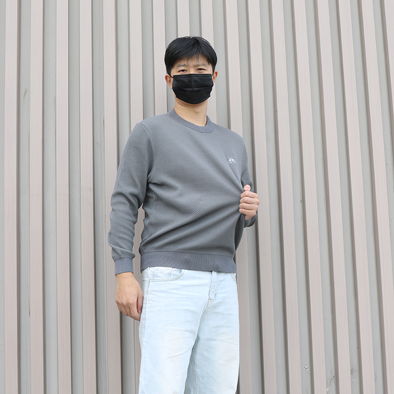 轻奢剪刀 发热锁温3D立体提花加绒加厚 秋冬男士圆领卫衣套头打底