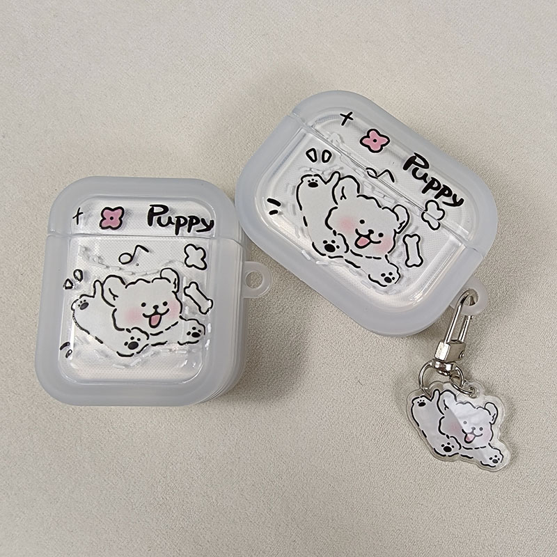 可爱狗狗airpods蓝牙耳机套适用苹果airpods pro第二代airpods3代airpods4软透明防摔airpods2透明保护壳PRO2