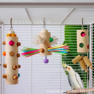 软木塞鹦鹉啃咬玩具解压娱乐玩耍咬串鸟笼装饰虎皮玄凤牡丹站台