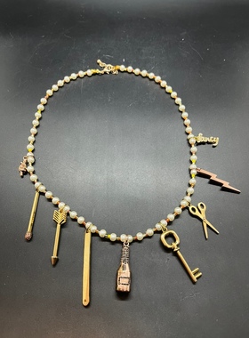 巴洛克珍珠白色野生淡水珍珠多吊坠金色玫瑰金短款项链