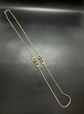 Vintage中古grosse打标金色编织简约项链 扣头略氧化 介意勿拍