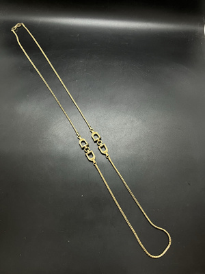 Vintage中古grosse打标金色编织简约项链 扣头略氧化 介意勿拍