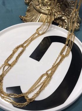 Vintage铜镀真金长款盒子里毛衣链保存品