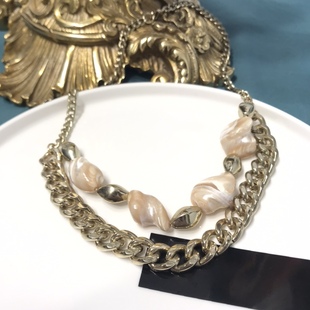 Vintage穆拉诺琉璃珠双层短款项链 少见的珠子