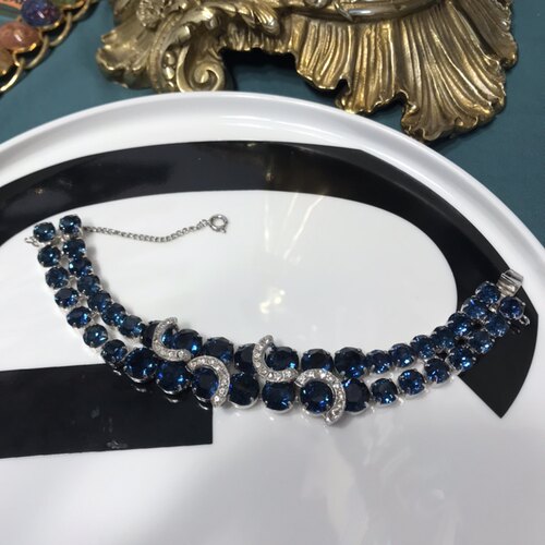 Vintage中古Eisenberg1950年左右仿蓝宝石7手链打标