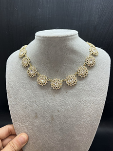 古着vintage复古宫廷风圆形短款项链打标合金镀真金