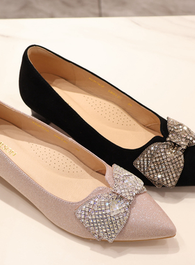 哈森女鞋 HS257918 HARSON2025年春款 粗跟蝴蝶结 商场新品