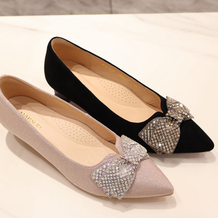 哈森女鞋 HS257918 HARSON2025年春款 粗跟蝴蝶结 商场专柜同款