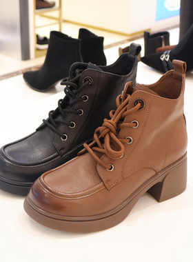 KA257505  卡迪娜女鞋 2025年冬靴中跟 休闲马丁靴 商场新品