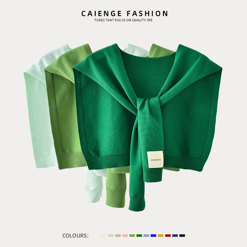 彩恩格纯色韩版披肩外搭女