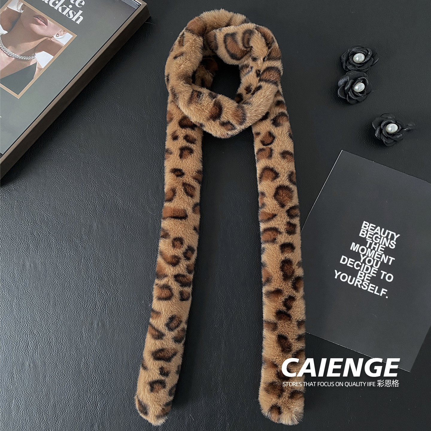 时髦长条腊肠毛毛围脖女百搭