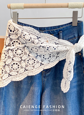 2025春夏季新款蕾丝花边屁帘女叠穿层次感三角半身裙遮臀裙帘围裙