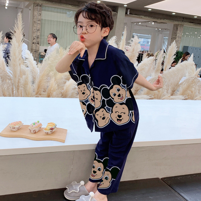 胖东来儿童睡衣男童夏季短袖长裤春秋薄款夏天男孩纯棉大童半袖20