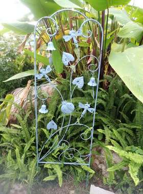 沐子庭院铁艺花插爬藤架铃铛