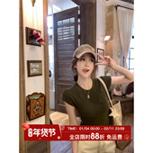 百搭短袖 MLS 上衣 针织T恤女夏季 修身 显身材万能t 气质休闲短款