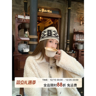 2025宽松翻领毛毛加厚上衣 仿羊羔毛外套女秋冬新款 MLS 绒熊抱抱