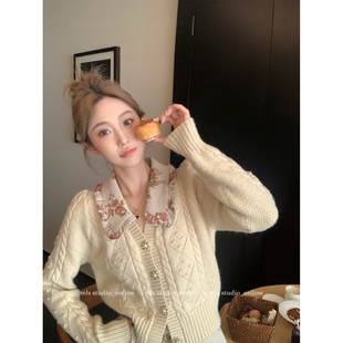 新款 MLS 女春季 套装 小香风针织麻花毛衣内搭碎花半身裙两件套 时尚