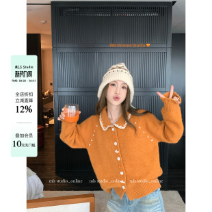 焦点扣环 上衣女蕾丝领拼接针织开衫 时髦藏肉 新款 2026春季 MLS