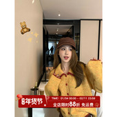 暖橙边框 元 气甜美撞色翻领毛衣女秋冬新款 MLS 2025宽松韩系开衫