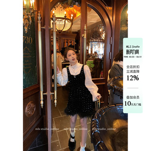 高级感丝绒连衣裙女春季 法式 设计感小众背心短裙 蔷薇花园 MLS