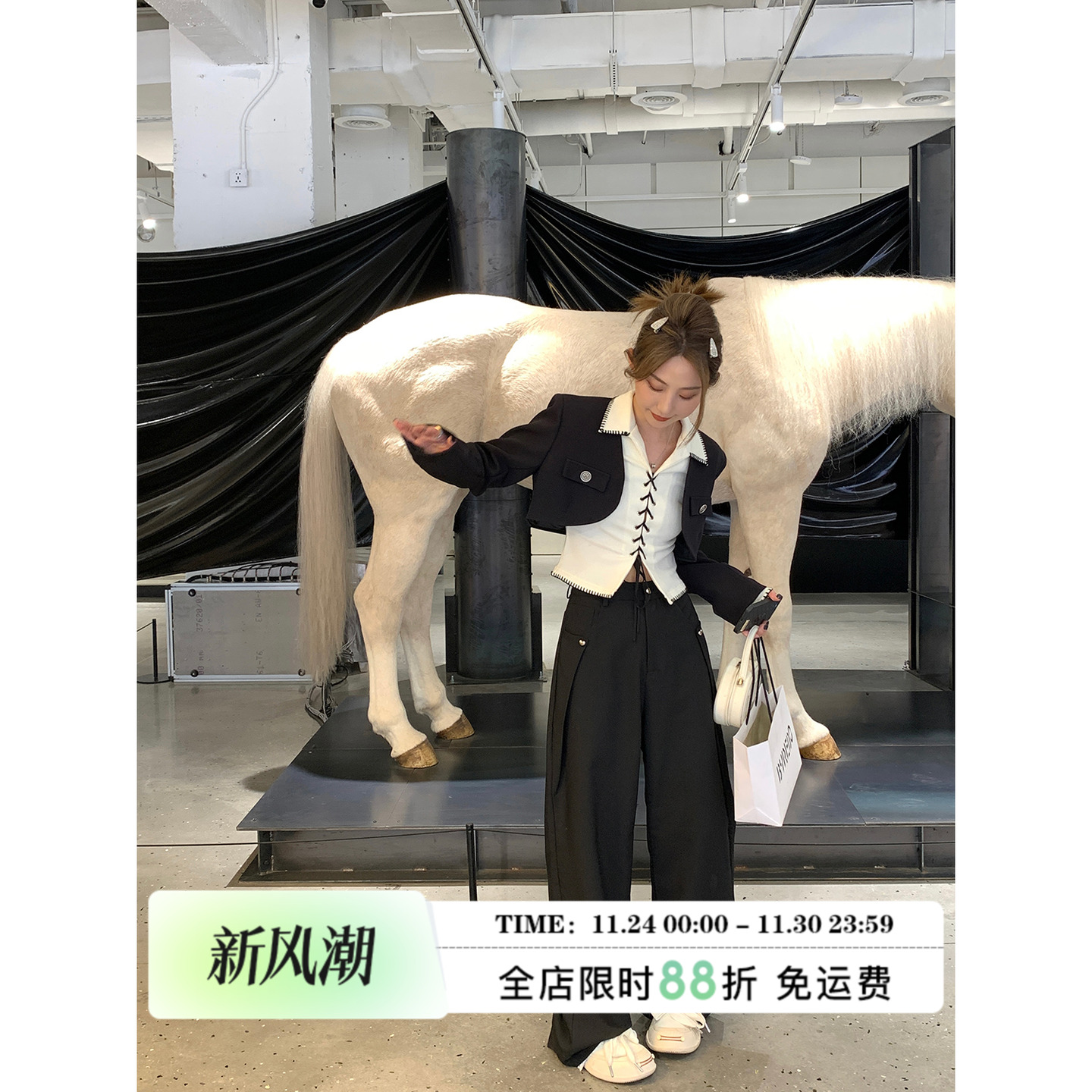 显瘦宽松休闲裤直筒裤