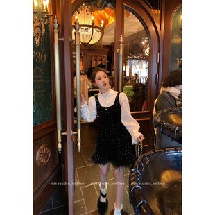 高级感丝绒连衣裙女春季 法式 设计感小众背心短裙 蔷薇花园 MLS