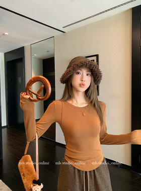 MLS 腰精战衣 凸显好身材冬季女经典圆领立体剪裁软糯修身打底衫