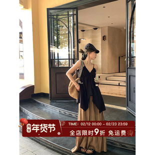 MLS 长岛杏雨 度假风不规则吊带背心女夏季纯欲V领抹胸无袖上衣