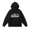 8836 Black Embroidered Hoodie