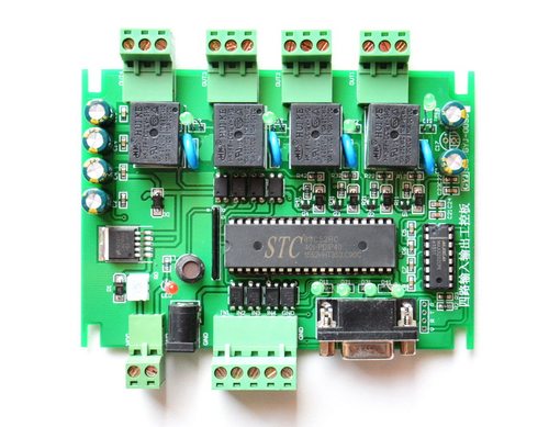 四路输入输出继电器工控板/国产仿PLC编程板带232/STC89C52RC编程