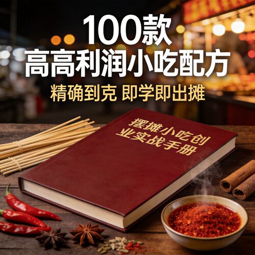 100款摆摊小吃配方商用教程 精确到克 烤串炸串卤味早餐粉面饮品