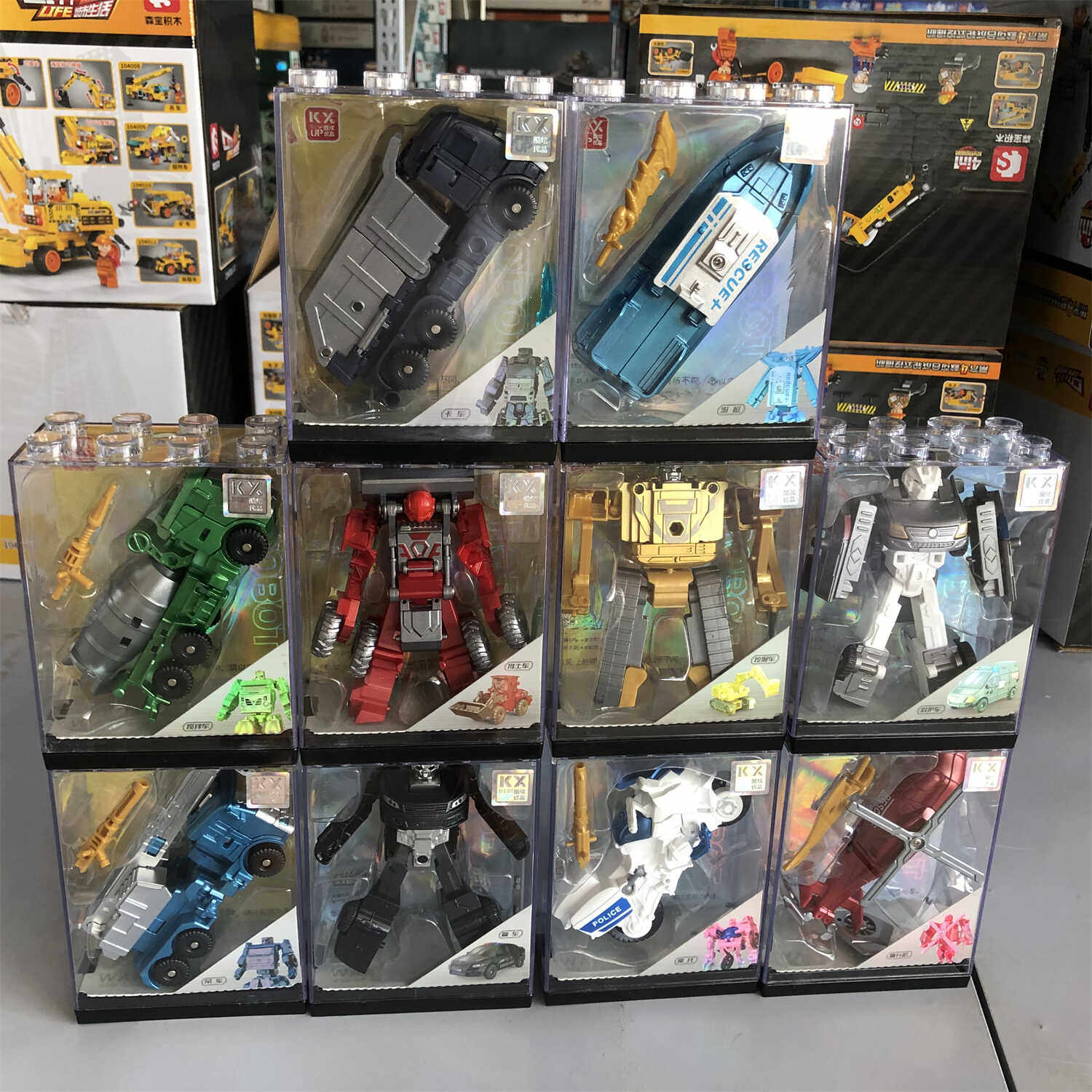 益智酷炫带展示盒搅拌车DIY玩具
