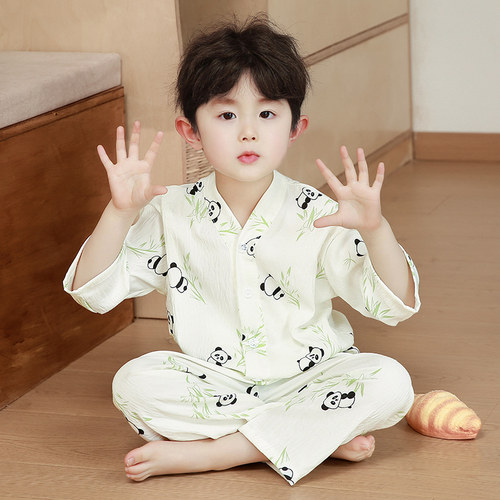 夏季柔软七分袖宽松家居服套装