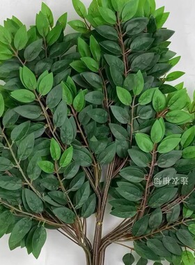 仿真树叶榆树叶槐树叶塑料树枝绿叶工程造景室内绿化装饰假树园林